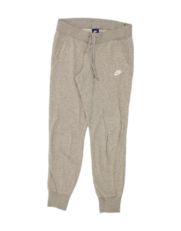 NIKE Womens Tracksuit Trousers Joggers UK 14 Medium  Grey Cotton