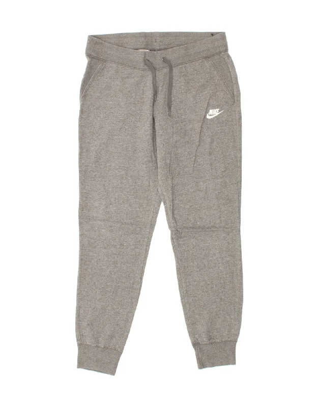 NIKE Womens Tracksuit Trousers Joggers UK 14 Medium Grey Cotton