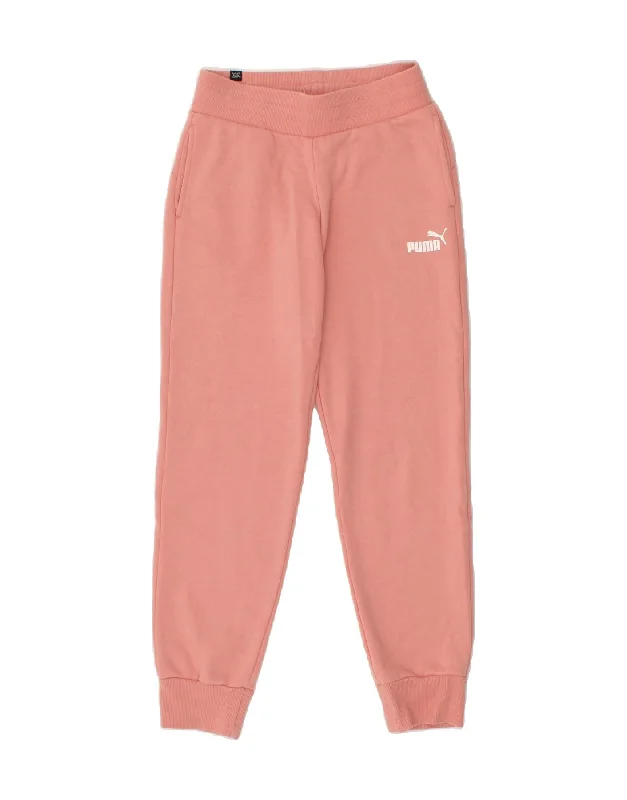 PUMA Womens Tracksuit Trousers Joggers UK 2 2XS Pink Cotton