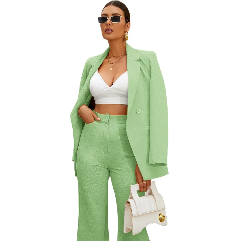 Summer Green Mother of the Bride Suits For Wedding  Women Sexy Wide Leg Wear Trousers Set 2 Pieces